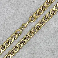 Цепь мужская панцерная золотая Stainless Steel из медицинской хирургической стали длина 60 см ширина 10 мм