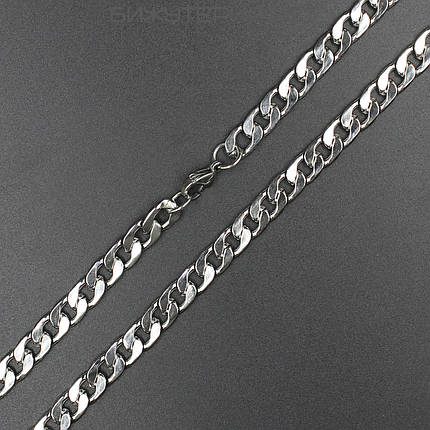 Цепь мужская серебристая панцерная массивная  Stainless Steel из медицинской стали длина 60 см ширина 9 мм, фото 2
