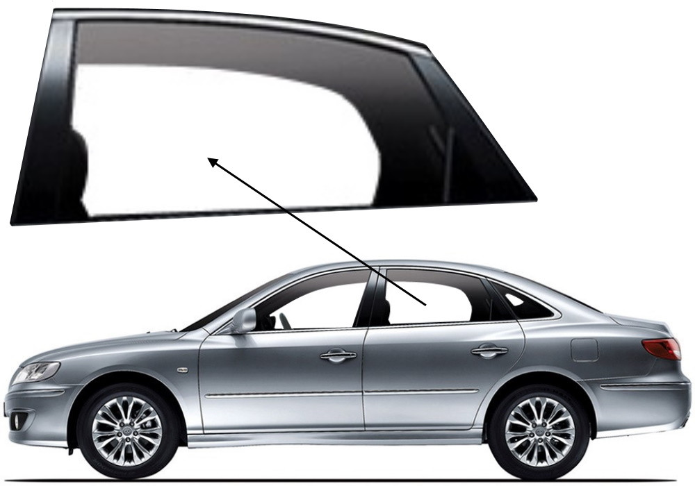 Бічне скло Hyundai Azera 2005-2011 задніх дверей ліве