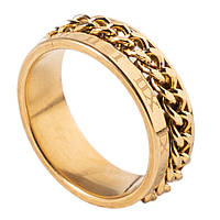 Кольцо золотистое из ювелирной медицинской стали с римскими цифрами и узорами от Stainless Steel марка 316 L