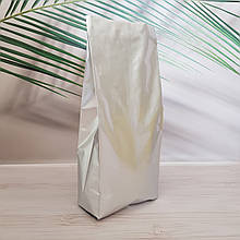 Гассет-пакет з центральним швом з клапаном для кави 250 г срібний 80х250х32