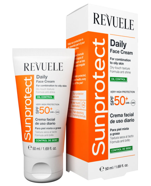Сонцезахисний крем для обличчя Revuele Sunprotect SPF 50 контроль жиру 50 мл