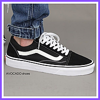 Кроссовки мужские и женские Vans Old Skool Classic black white / кеды Ванс олд скул класик черные белые 43