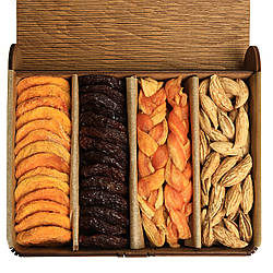 Подарунковий набір з горіхами та сухофруктами без цукру в дерев'яній книзі mini