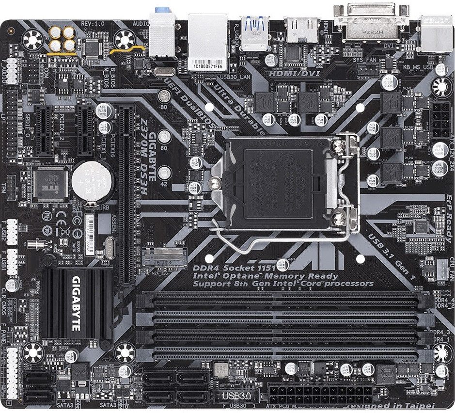 Материнська плата Gigabyte Z370M DS3H (s1151 v2, Intel Z370, PCI-Ex16)