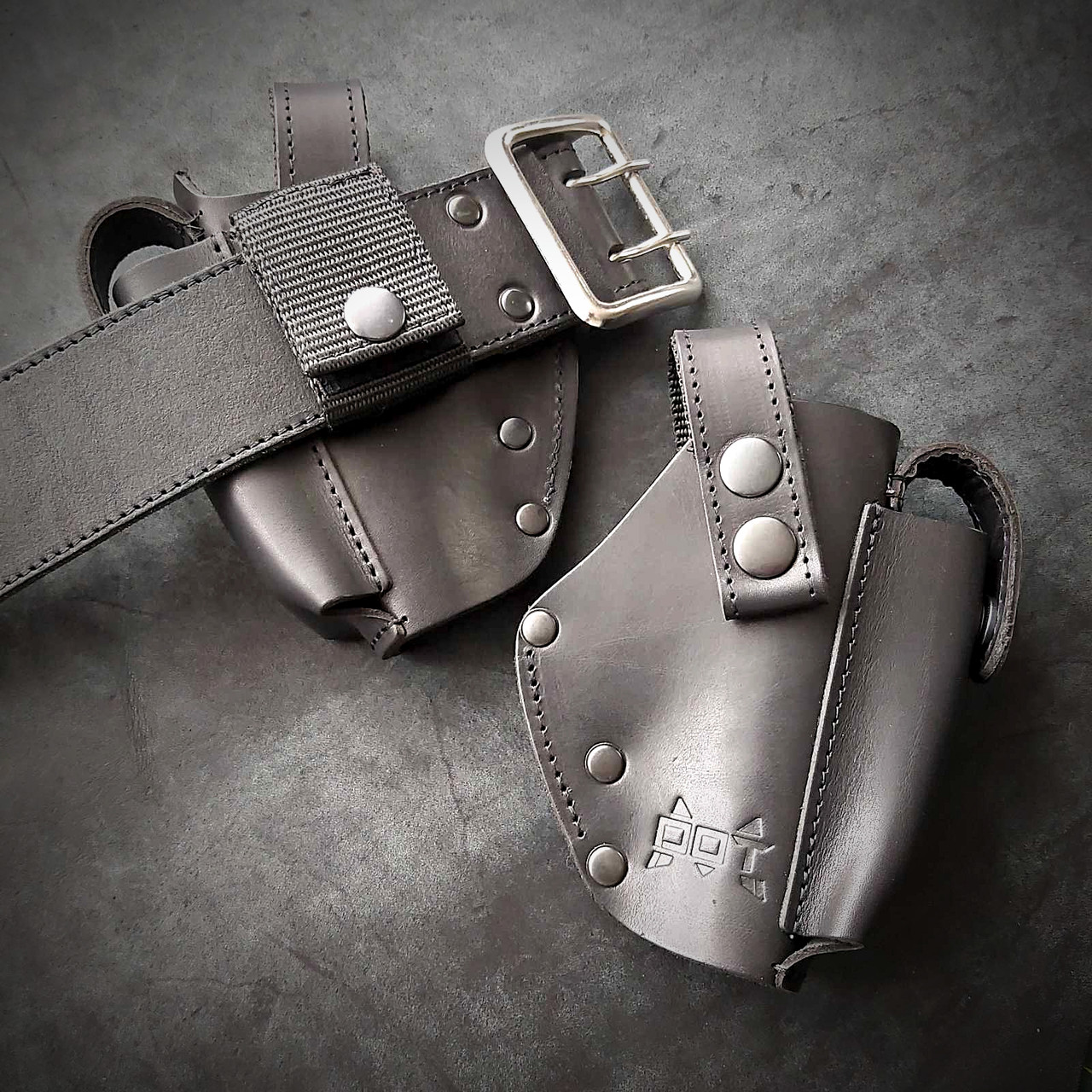 Поясна кобура з натуральної шкіри на липучці для ПМ (чорна)