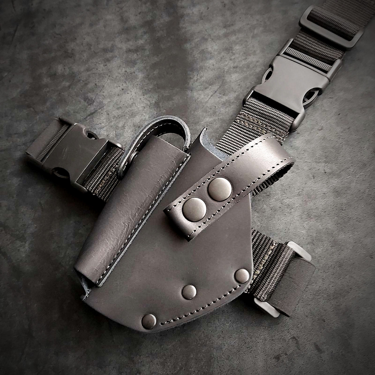 Кобура на стегно Пеламе лівша для ПМ чорна з натуральної шкіри