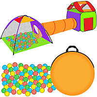Детская игровая палатка двойная , домик игровой с туннелем 3в1 + 200 шт мячей Malatec Польша