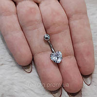 Оригінальний пірсинг пупка навела "Діамантове серце" Хірургічна ювелірна сталь з цирконами