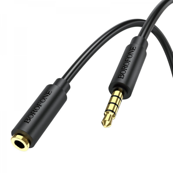 Подовжувач AUX 2 pin Borofone BL12 3.5 Audio Extension Cable (2м) – Чорний, фото 1