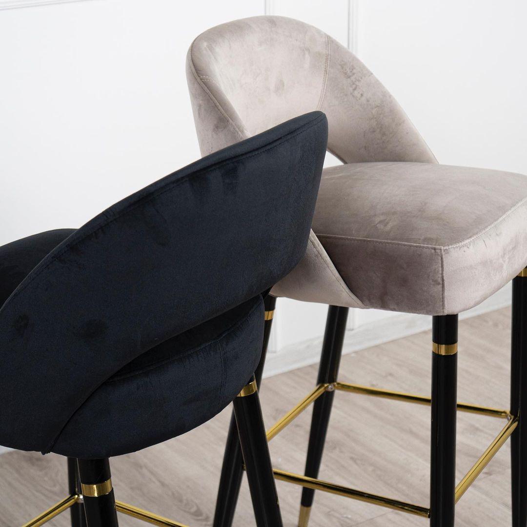 Барный стул на металлических ножках Фостер обивка велюр цвет бежевый Prestol - фото 10 - id-p1573202244