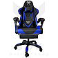 Ігрове комп'ютерне крісло Malatec (Чорне із синім) — Геймерське крісло з підставкою для ніг Malatec, фото 3