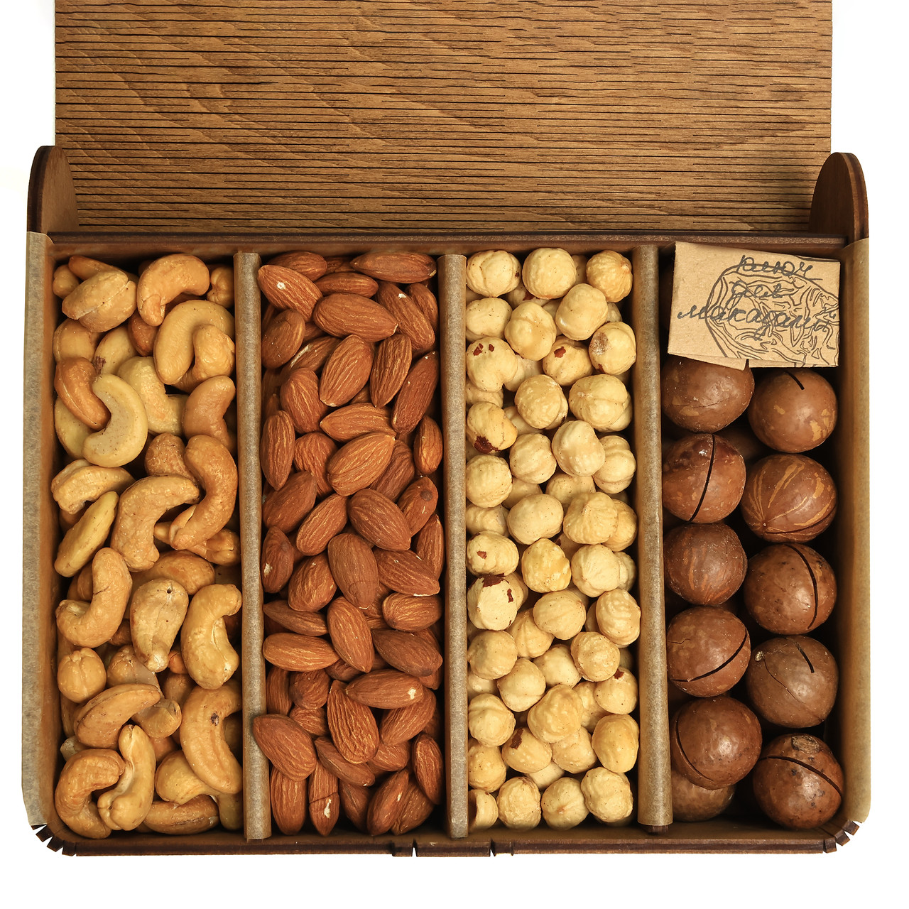 Подарунковий набір з горіхами в дерев'яній книзі mini, фото 1