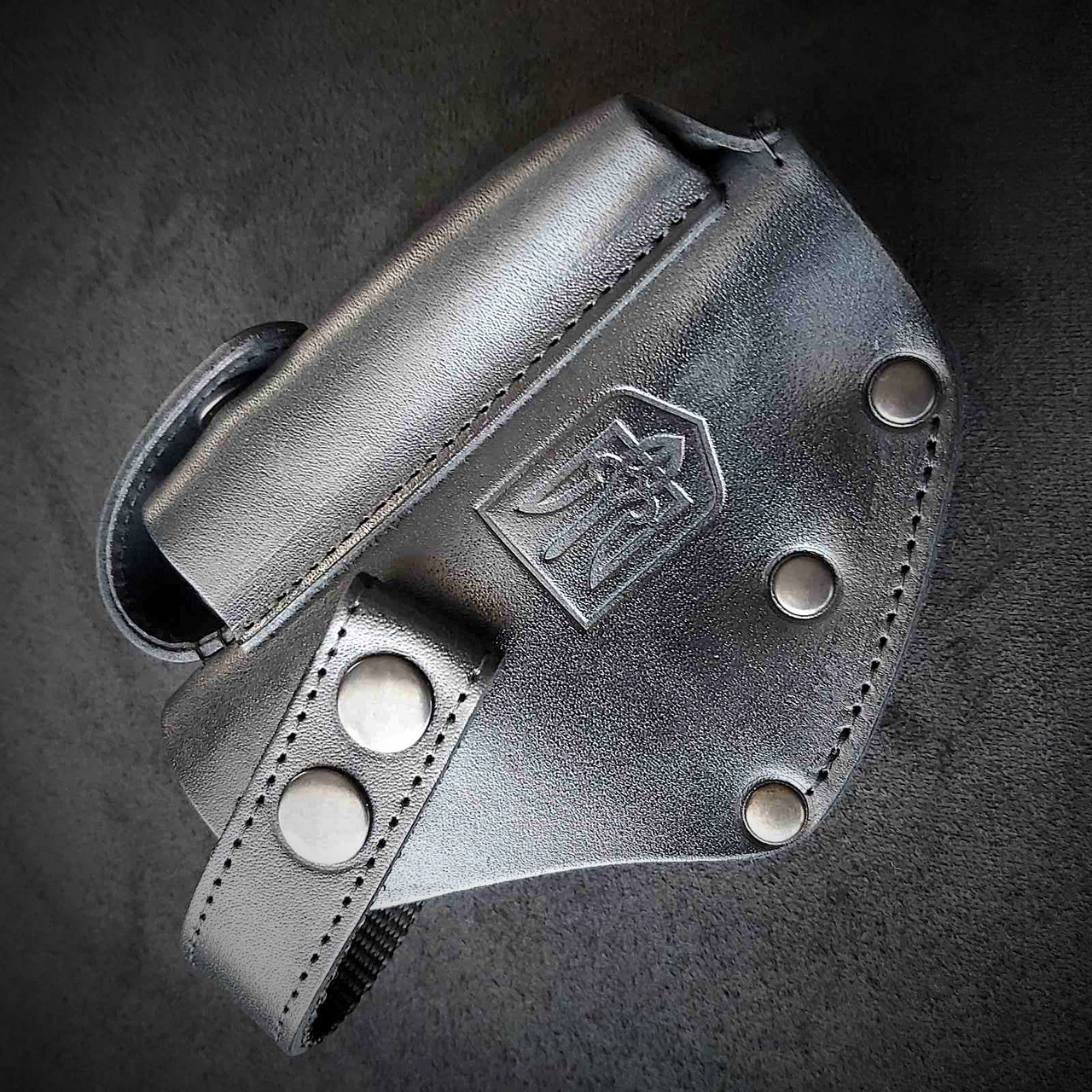 Поясна кобура з натуральної шкіри для ПМ на скобі чорна