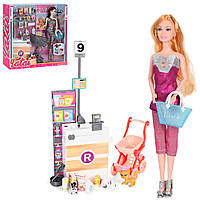 Кукла шарнирная Магазин (2 вида, тележка, продукты, фигурка) YT009-3-4
