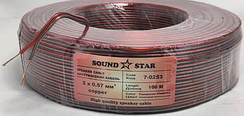 Кабель акустичний мідний Sound Star 2х0.57, чорно-червоний, 100м
