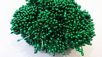 Тичинки маленькі глянсові 3 мм.головка(50 двосторонніх ниток) зелені
