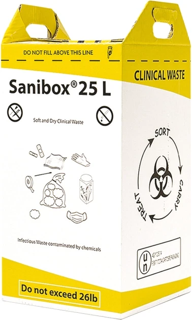 Контейнер-пакет для збору та утилізації медичних відходів Sanibox 25л. 10 шт.