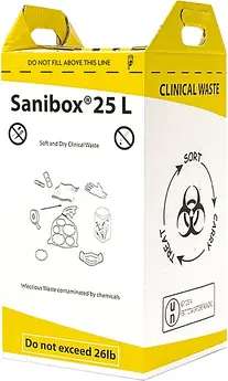 Контейнер-пакет для збору та утилізації медичних відходів Sanibox 25л