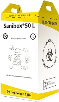 Контейнер-пакет для збору та утилізації медичних відходів Sanibox 50л High