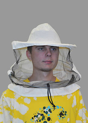 Капелюх бджолярський з льону (полотно ззаду). сітка лицьова,маска,капелюх пасічника,сітка лицева, фото 2