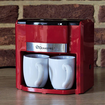 Крапельна кавоварка DOMOTEC MS-0705 Червона 500Вт, 2 керамічні чашки по 150мл, фото 1