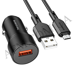 АЗП блок Borofone BZ19 (2USB/2.4 A) + кабель Micro USB чорний