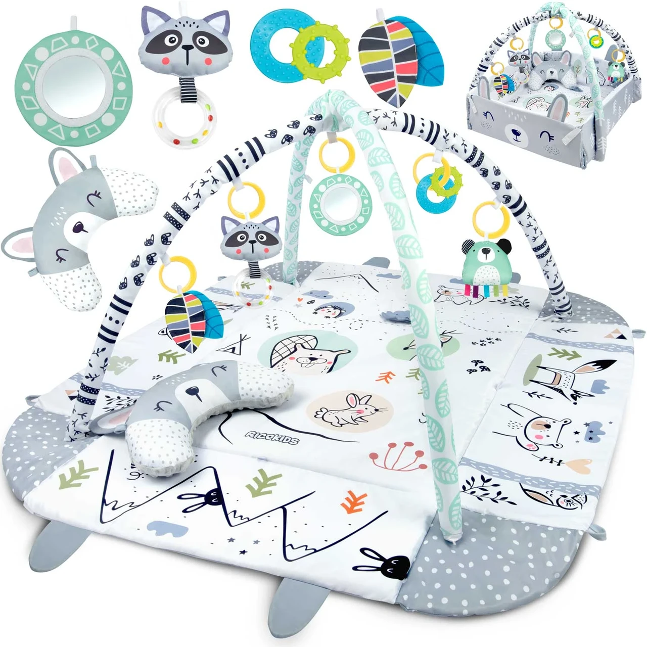Розвивальний інтерактивник килимок для немовлят Ricokids кролик 100х110 см Польща