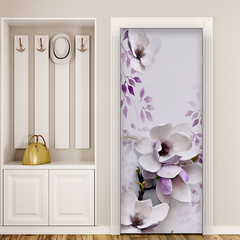Виниловая наклейка на двери Магнолия 02 самоклеющаяся ламинированная ...