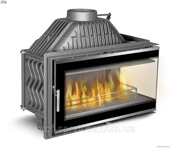 Угловая топка для камина KAWMET W16 с правым стеклом, без рамы - 13,5 ...