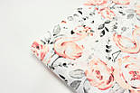 Тканина бязь "Фламінго в трояндах" на білому тлі № 1242, фото 7