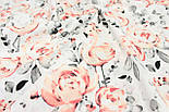Тканина бязь "Фламінго в трояндах" на білому тлі № 1242, фото 4