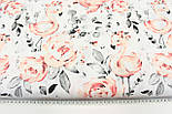 Тканина бязь "Фламінго в трояндах" на білому тлі № 1242, фото 6
