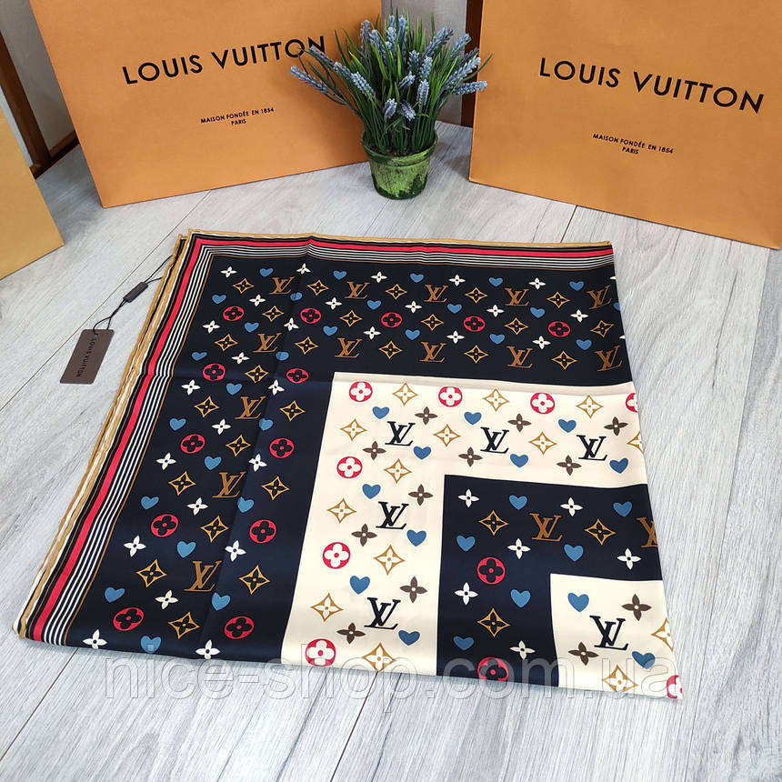 Хустка Louis Vuitton шовкова з ручною підшивкою, фото 1