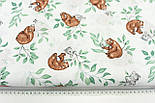 Польська бязь "Ведмедики, зайчики та зелені гілочки" на білому тлі No 1924, фото 6