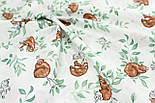 Польська бязь "Ведмедики, зайчики та зелені гілочки" на білому тлі No 1924, фото 3
