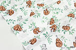 Польська бязь "Ведмедики, зайчики та зелені гілочки" на білому тлі No 1924, фото 2