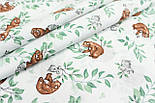 Польська бязь "Ведмедики, зайчики та зелені гілочки" на білому тлі No 1924, фото 4