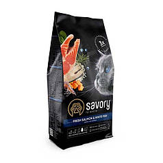 Savory Fresh Salmon & White Fish Сухий корм зі свіжим лососем і білою рибою для довгошерстих котів 400г