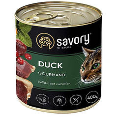 Savory Cat Gourmand Duck Вологий корм з м'яса качки для дорослих котів гурманів 400г