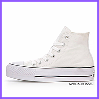 Кроссовки мужские и женские Converse Chuk Taylor High Sole White / Конверс высокие белые