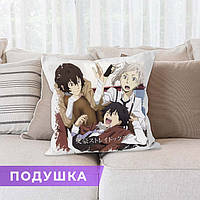 Подушка Bungo stray dogs "Персонажи" / Подушка Проза бродячих псов квадрат 35х35