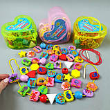 Дерев'яна шнурівка-буси MD 0344 виготовлена з натурального дерева та пофарбована в яскраві кольори., фото 3