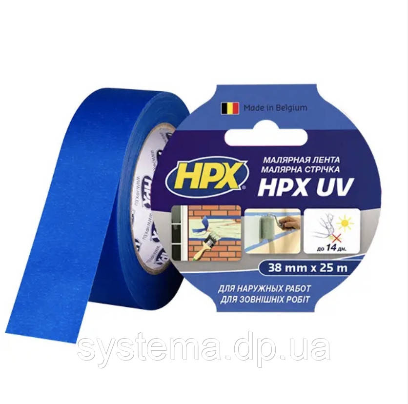 НРХ UV - 38мм х 25м - УФ-стійка малярська стрічка (скотч) для зовнішніх робіт