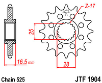 Звезда передняя JT JTF1904.16RB