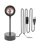 Світлодіодна для підлоги лампа проектор LED Sunset (Сансет) з ефектом золотого заходу для Селфі USB, фото 5