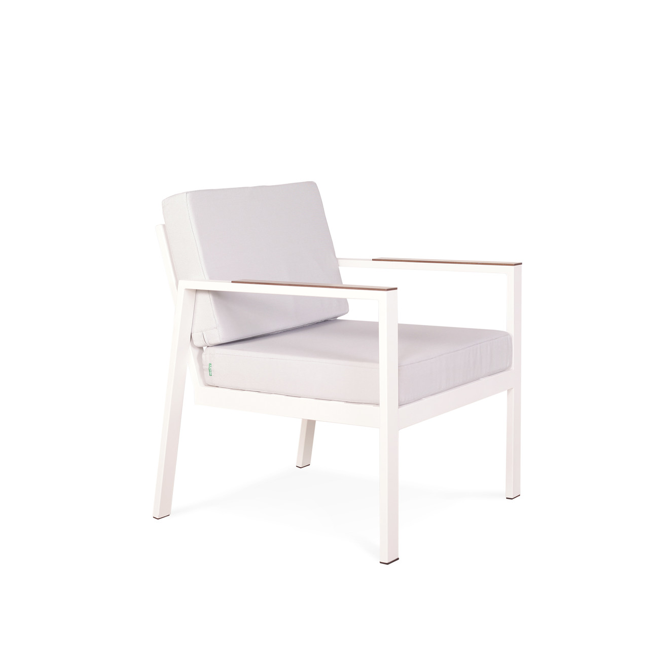 Кресло садовое Ибица без текстиля, каркас сталь белая накладки HPL вяз Нельсон (Pradex ТМ)