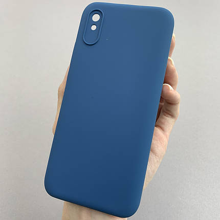 Чохол для Xiaomi Redmi 9A кейс з мікрофіброю софт тач покриттям на телефон сяомі редмі 9а темно-синій o9g, фото 1