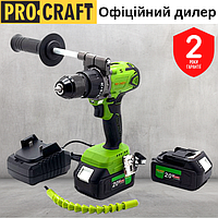 Аккумуляторный шуруповерт Procraft Industrial PA18BL Extra компактный, двухскоростной с реверсом, в кейсе