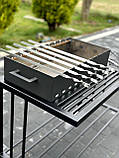 Мангал на 9 шампурів з боковим столиком та місцем під дрова, фото 2